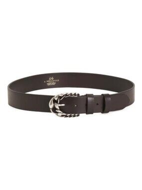 ASIA BELLUCCI Made In Italy Leather Braid Buckle Double Leaf Keeper Belt